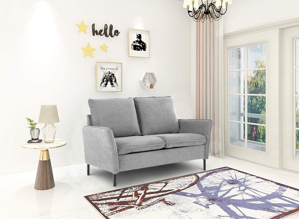 Sofa,Loveseat Couch Small Spaces Upholstered Modern Tufted Fabric for Living Room,Blue,Grey