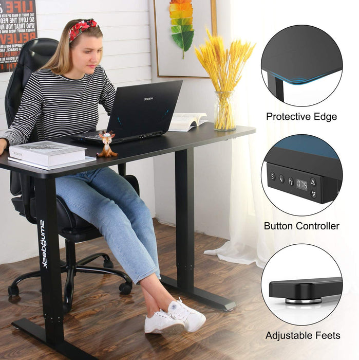 Standing Desk, 55 x 28 inches Computer Desk Electric Height Adjustable Table Home Office Desk with Splice Board and Black Frame