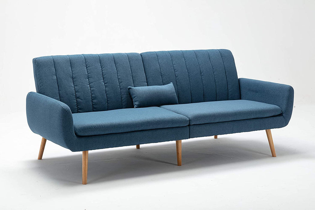 Sofa Futon Bed, Convertible Sleeper Couch Fabric Sofa, Daybed Foldable Memory Foam Couch Sleeper Folding Futon Sofa Bed for Living Room,Blue