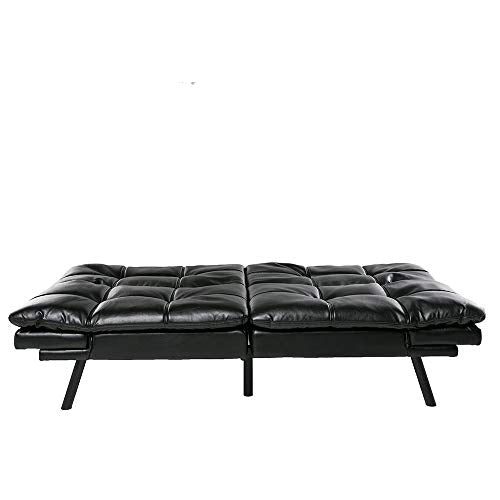 Futon Sofa Bed Memory Foam Couch Sleeper Daybed Foldable Convertible Loveseat (Black)