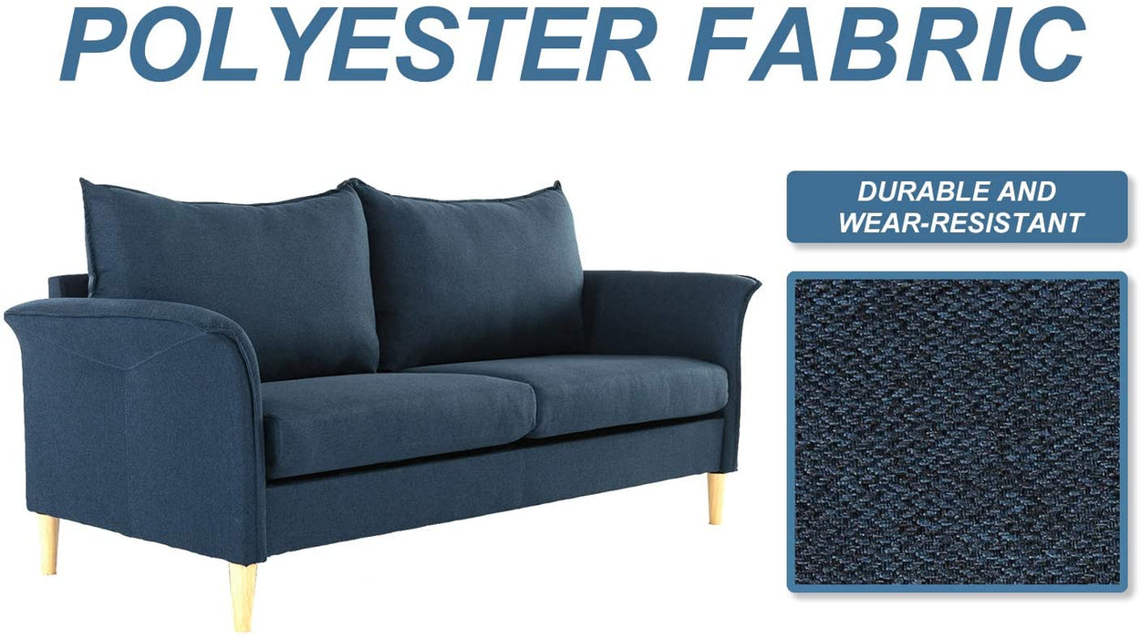 Sofa, Couch and Loveseat Futon for Living Room, Linen Fabric, Tool-Free Assembly, Blue