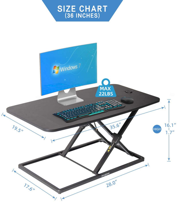 Standing Desk 32 inch 36inch Height Adjustable Standing Desk Converter Gas Spring Stand Up Computer Desk Fits Dual Monitors, Sit-Stand Laptop Riser Workstation for Home and Office
