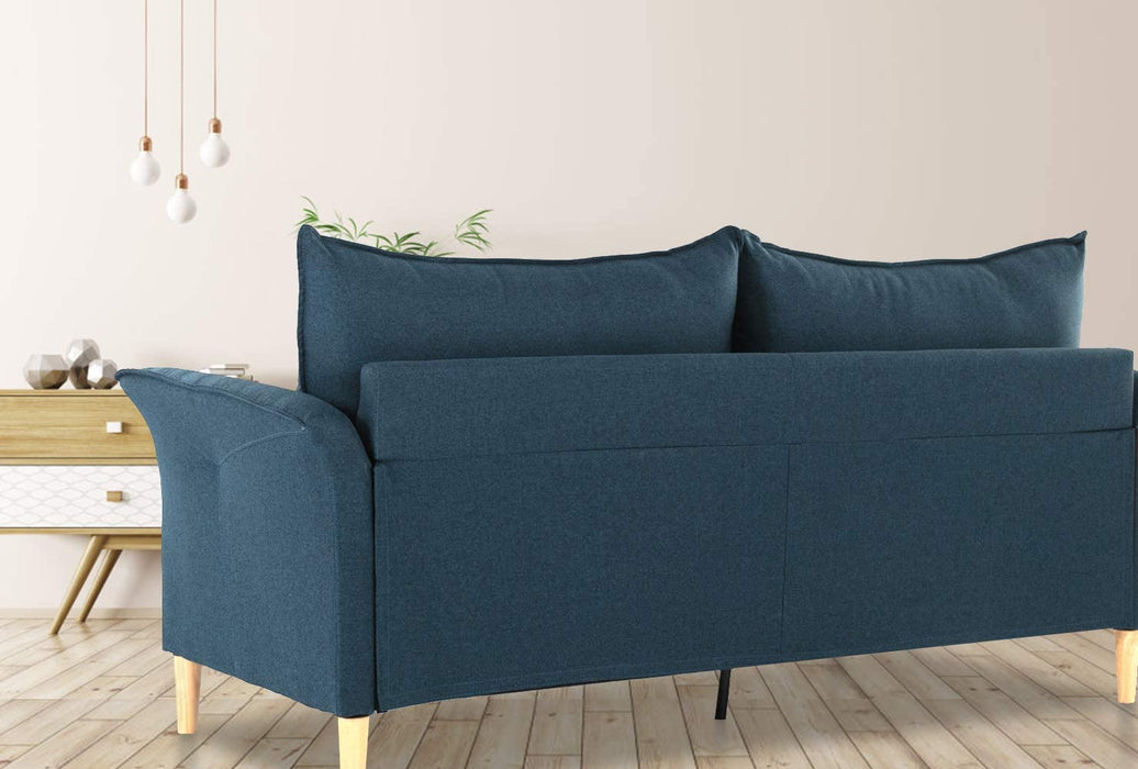 Sofa, Couch and Loveseat Futon for Living Room, Linen Fabric, Tool-Free Assembly, Blue