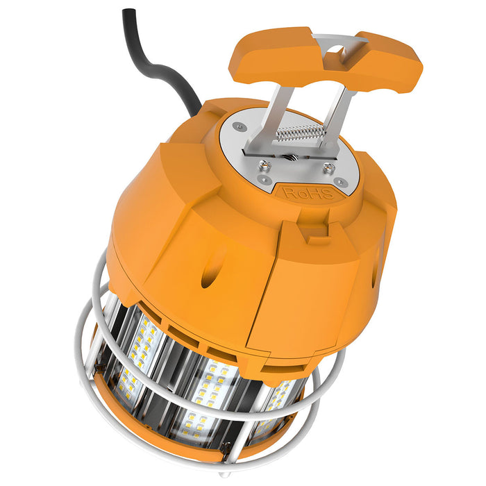 GKT20-60W-01 - TEMPORARY WORK LIGHT 60W, 3000-6500K, AC100-277V, CLEAR COVER, IP42, 6FT PLUG STANDARD CABLE LENGTH, ORANGE HANDLE