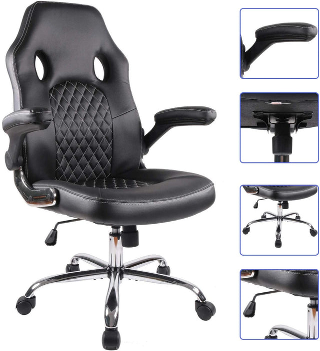 Leather Gaming Chair, Adjustable Racing Chair