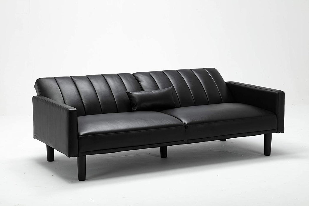 Sofa Futon Bed PU Leather Upholstered Futon Couch Sleeper Sofa Convertible Folding Futon Couch Bed Daybed Loveseat for Living Room, Apartment, Dorm