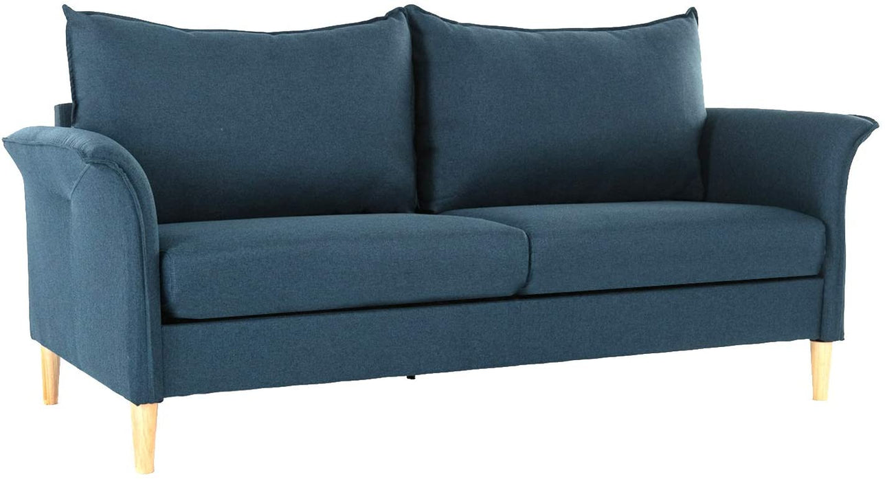 Sofa, Couch and Loveseat Futon for Living Room, Linen Fabric, Tool-Free Assembly, Blue