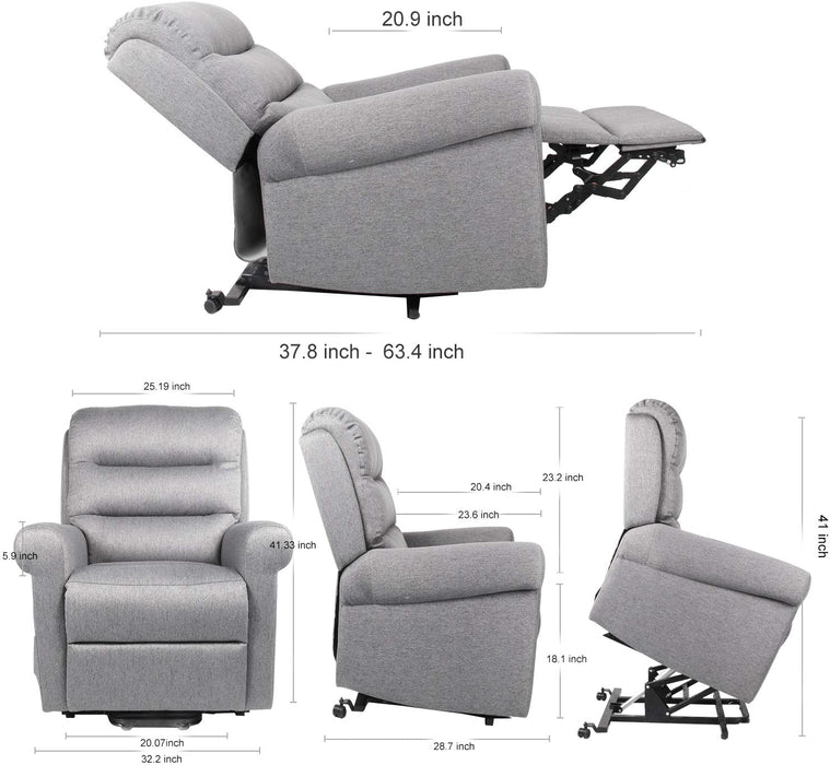 Recliner Chair, Lift Chair Electric Power Recliner Chair Sofa for Elderly Fabric Single Modern Sofa for Living Room Home Theater Seating