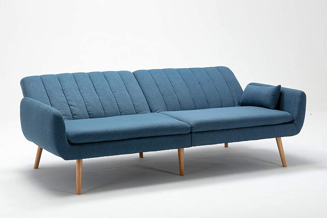 Sofa Futon Bed, Convertible Sleeper Couch Fabric Sofa, Daybed Foldable Memory Foam Couch Sleeper Folding Futon Sofa Bed for Living Room,Blue