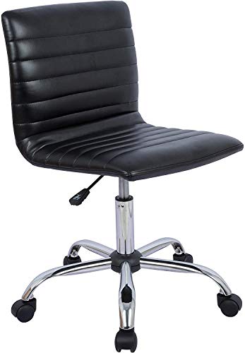 Home Office Chair, Computer Chair Adjustable Height Ribbed Low Back Armless Swivel Conference Room Task Desk Chairs, Black