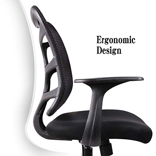 0581F Ergonomic Office Mesh Computer Desk Swivel Task Chair with Armrests and Lumbar Support, Black