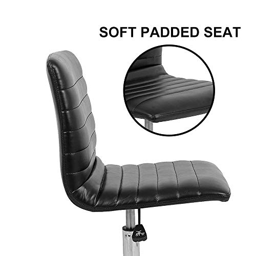 Home Office Chair, Computer Chair Adjustable Height Ribbed Low Back Armless Swivel Conference Room Task Desk Chairs, Black