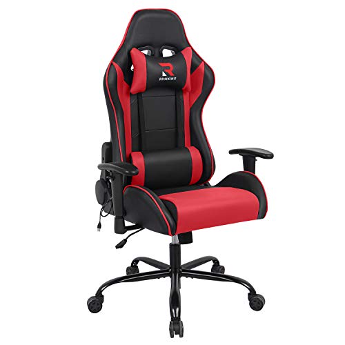 Massage Computer Gaming Chair-High Back PU Leather Racing Desk Office Chair, Swivel Adjustable Armrest Soft Headrest&Backrest Ergonomic