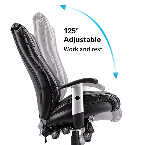 Office Chair Ergonomic Computer Bonded Leather Adjustable Desk Chair, Swivel Comfortable Rolling, Black