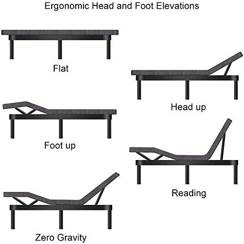 Adjustable Bed Base Frame Smart Electric Beds Foundation (Twin XL, Gray)