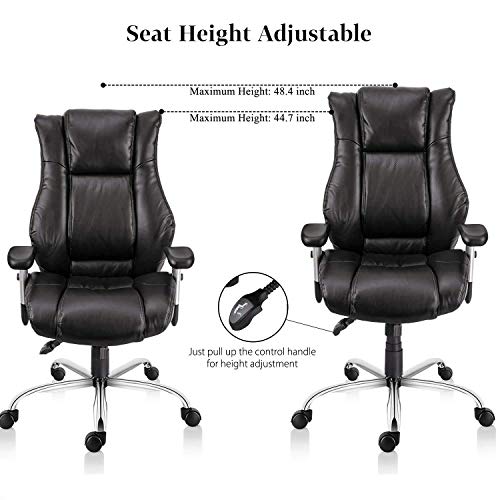 Office Chair Ergonomic Computer Bonded Leather Adjustable Desk Chair, Swivel Comfortable Rolling, Black