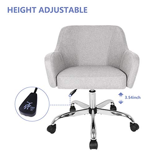 Home Office Chair Padded Computer Task Chair Adjustable Desk Chair with Swivel Casters for Office Leisure Grey