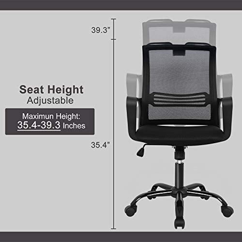 Office Chair, Mid-Back Breathable Mesh Office Desk Computer Desk Chair with Lumbar Support