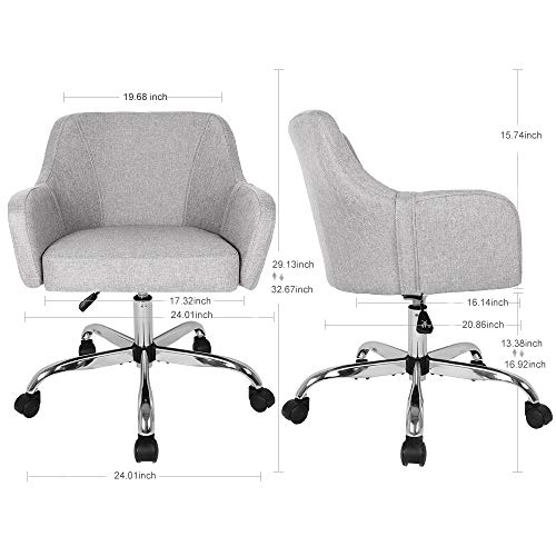 Home Office Chair Padded Computer Task Chair Adjustable Desk Chair with Swivel Casters for Office Leisure Grey