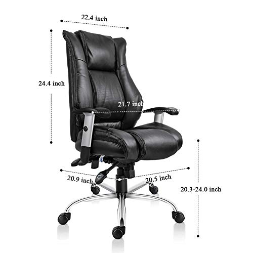 Office Chair Ergonomic Computer Bonded Leather Adjustable Desk Chair, Swivel Comfortable Rolling, Black