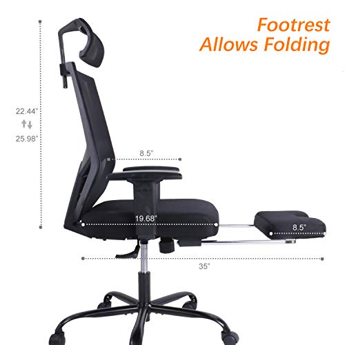 Office Chair Mesh Executive Chair Adjustable Armrest/Headrest Rotating Chair with Footrest Lounge Chair