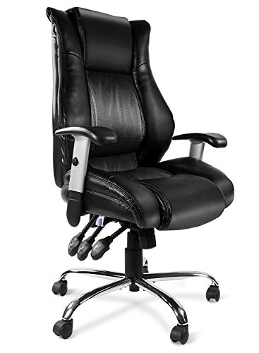 Office Chair Ergonomic Computer Bonded Leather Adjustable Desk Chair, Swivel Comfortable Rolling, Black
