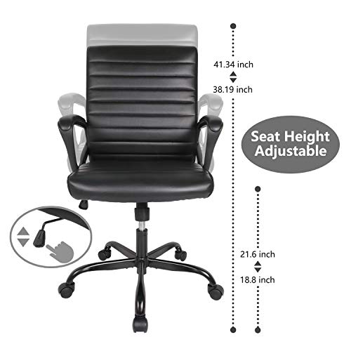 Office Chair, Computer Desk Chair, Executive Task Chair Ergonomic Bonded Leather Mid-Back, Black