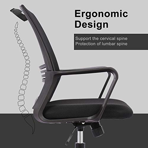 Office Chair, Mid-Back Breathable Mesh Office Desk Computer Desk Chair with Lumbar Support