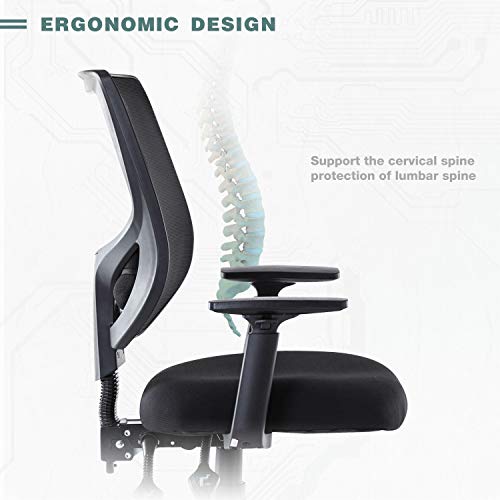 Mesh Office Chair, Mid Back Ergonomic Swivel Black Mesh Computer Chair Adjustable Height and Armrest with Lumbar Support Task Chair