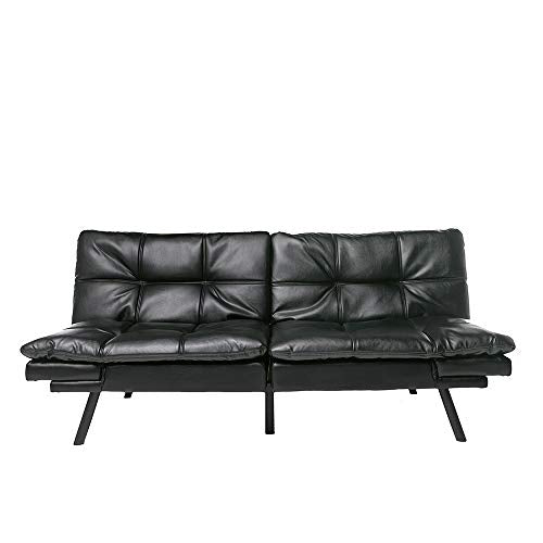 Futon Sofa Bed Memory Foam Couch Sleeper Daybed Foldable Convertible Loveseat (Black)