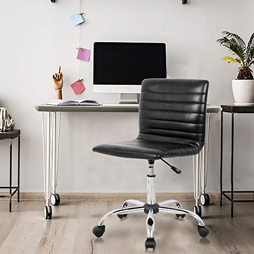 Home Office Chair, Computer Chair Adjustable Height Ribbed Low Back Armless Swivel Conference Room Task Desk Chairs, Black