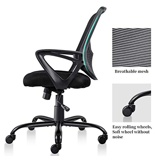 Ergonomic Office Chair Lumbar Support Mesh Chair Computer Desk Task Chair with Armrests