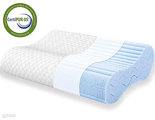 Contour Memory Foam Pillow, Adjustable Sandwich Pillow, Orthopedic Ergonomic Cervical Pillow, Neck Support, CertiPUR-US