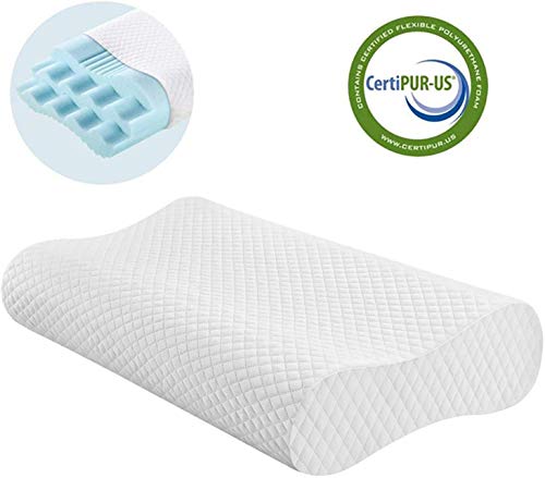Memory Foam Pillow, Standard Breathable Cooling Bed Pillow for Sleeping, Adjustable Pillow for Neck Pain