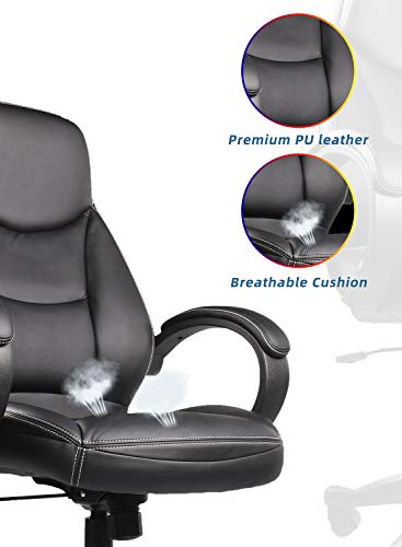 Ergonomic Adjustable Office Chair,Home Office Chair, PU Leather Executive Computer Chair Swivel Task Desk Chair High Back Desk Chair with Lumbar Support