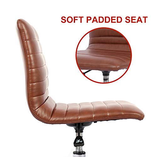 Home Office Chair, Computer Chair Adjustable Height Ribbed Low Back Armless Swivel Conference Room Task Desk Chairs, Brown
