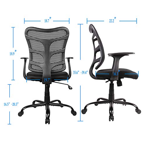 0581F Ergonomic Office Mesh Computer Desk Swivel Task Chair with Armrests and Lumbar Support, Black