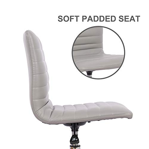 Home Office Chair, Computer Chair Adjustable Height Ribbed Low Back Armless Swivel Conference Room Task Desk Chairs, Grey