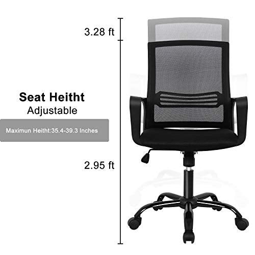 Office Chair, Mesh Office Computer Swivel Desk Task Chair, Ergonomic Executive Chair with Armrests