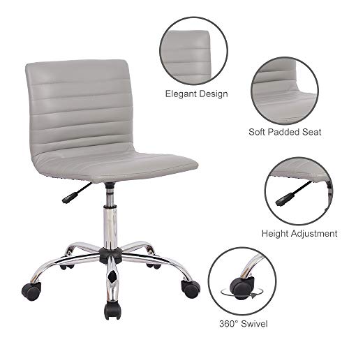Home Office Chair, Computer Chair Adjustable Height Ribbed Low Back Armless Swivel Conference Room Task Desk Chairs, Grey