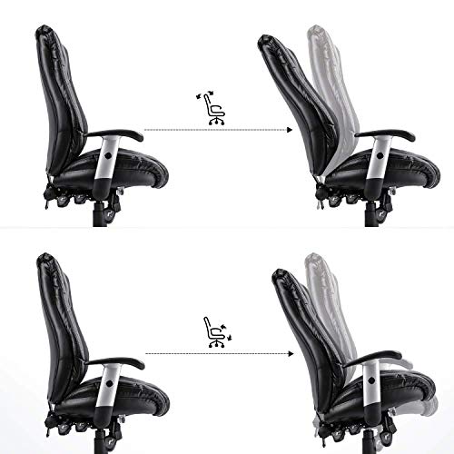 Office Chair Ergonomic Computer Bonded Leather Adjustable Desk Chair, Swivel Comfortable Rolling, Black