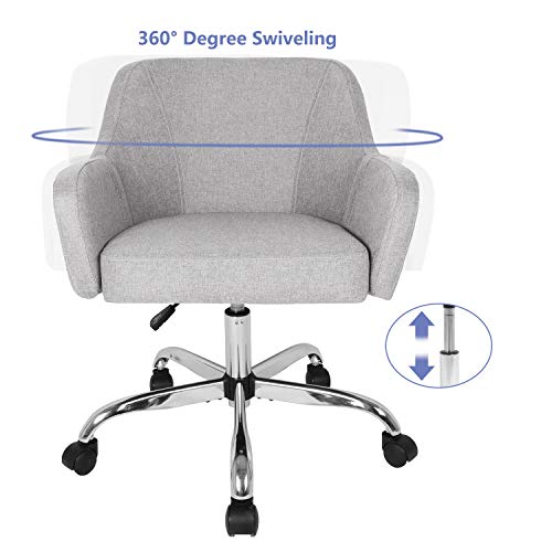 Home Office Chair Padded Computer Task Chair Adjustable Desk Chair with Swivel Casters for Office Leisure Grey