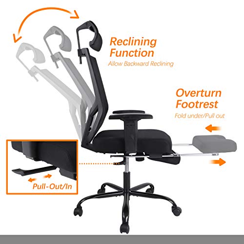 Office Chair Mesh Executive Chair Adjustable Armrest/Headrest Rotating Chair with Footrest Lounge Chair