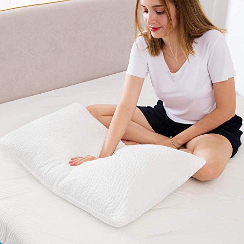 Shredded Memory Foam Pillow Cooling Bed Pillows for Sleeping with Washable Removable Pillowcase for Side Back Sleepers - Queen