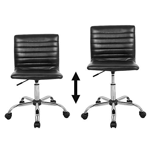 Home Office Chair, Computer Chair Adjustable Height Ribbed Low Back Armless Swivel Conference Room Task Desk Chairs, Black