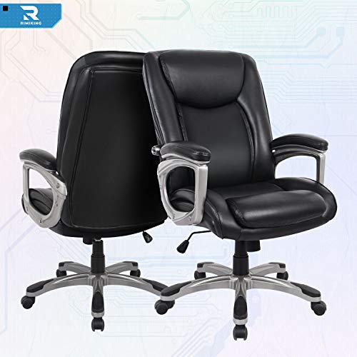 Executive Office Chair - Adjustable Height Built-in Lumbar Support Tilt Angle Computer Desk Chair, Swivel Task Thick Padded for Comfort with Casters