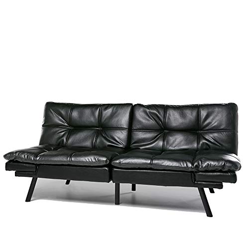 Futon Sofa Bed Memory Foam Couch Sleeper Daybed Foldable Convertible Loveseat (Black)