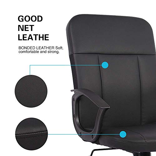 Office Chair, Mid Back Leather Desk Chair, Computer Swivel Office Task Chair, Ergonomic Executive Chair with Armrests