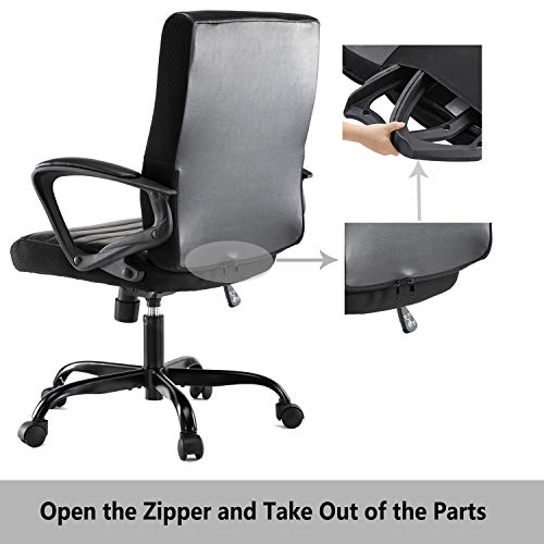 Office Chair, Computer Desk Chair, Executive Task Chair Ergonomic Bonded Leather Mid-Back, Black