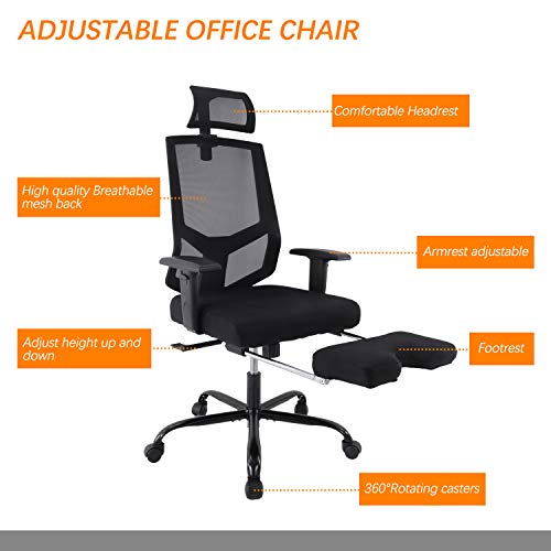 Office Chair Mesh Executive Chair Adjustable Armrest/Headrest Rotating Chair with Footrest Lounge Chair
